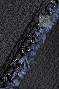 CHANEL 13C Black Navy Trim Stand Collar Cotton Jacket Coat Cloisonne CC Button 34 シャネル ブラック ネイビー スタンドカラー コットン ジャケット コート 七宝焼 CCボタン 即発