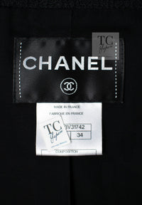 CHANEL 13C Black Navy Trim Stand Collar Cotton Jacket Coat Cloisonne CC Button 34 シャネル ブラック ネイビー スタンドカラー コットン ジャケット コート 七宝焼 CCボタン 即発