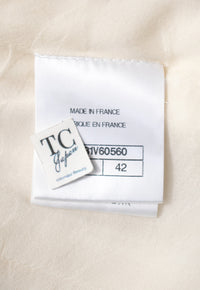 CHANEL 20B Ivory White Ecru Black Braided Trim Collarless Tweed Jacket 34 42 シャネル アイボリー ホワイト ブラック ブレード トリム ノーカラー ツイード ジャケット 即発