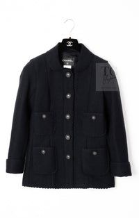 CHANEL 14PF Black CC Button Wool Coat Jacket 34 シャネル ブラック ココボタン ウール コート ジャケット 即発