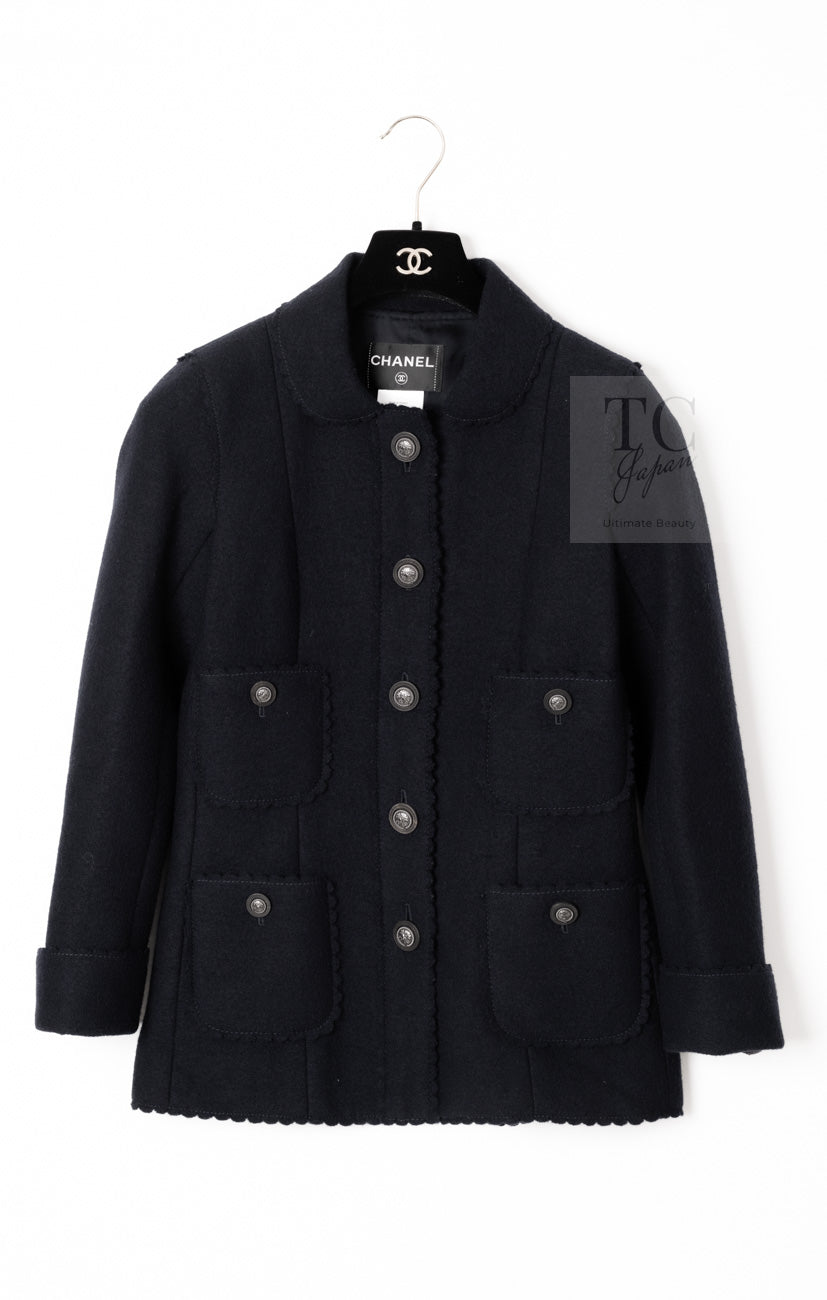 CHANEL 14PF Black CC Button Wool Coat Jacket 34 シャネル ブラック ココボタン ウール コート ジャケット 即発