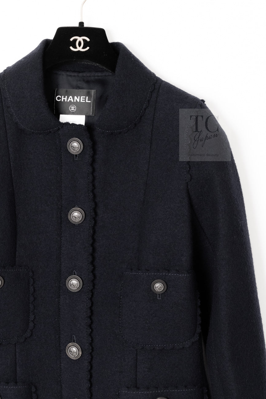 CHANEL 14PF Black CC Button Wool Coat Jacket 34 シャネル ブラック ココボタン ウール コート ジャケット 即発