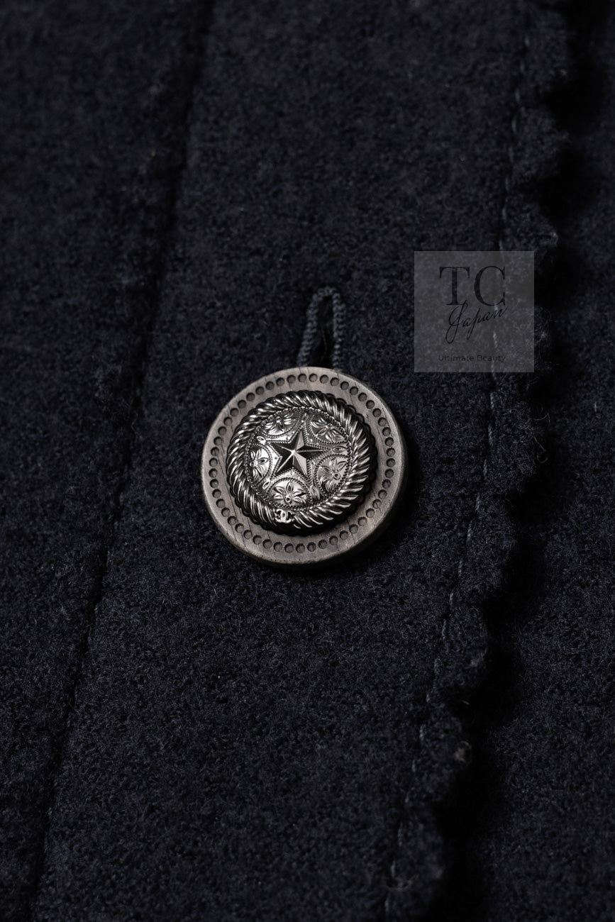 CHANEL 14PF Black CC Button Wool Coat Jacket 34 シャネル ブラック ココボタン ウール コート ジャケット 即発