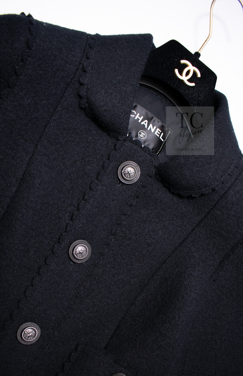 CHANEL 14PF Black CC Button Wool Coat Jacket 34 シャネル ブラック ココボタン ウール コート ジャケット 即発