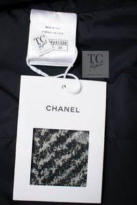 CHANEL 16B Grey Black Herringbone Pattern Mohair Alpaca Hood Jacket 34 シャネル グレー ブラック ヘリンボーン チェック 柄 モヘア アルパカ フード付きジャケット 即発