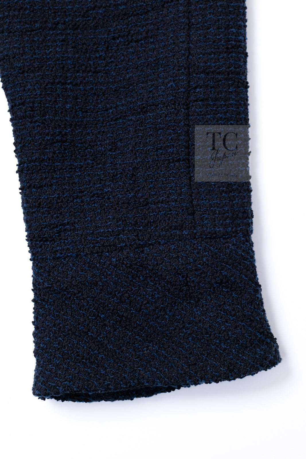 CHANEL 13C Black Navy Cotton Fringe Double Jacket Skirt Suit 42 44 シャネル ブラック ネイビー コットン フリンジ ダブル ジャケット スカート スーツ 即発