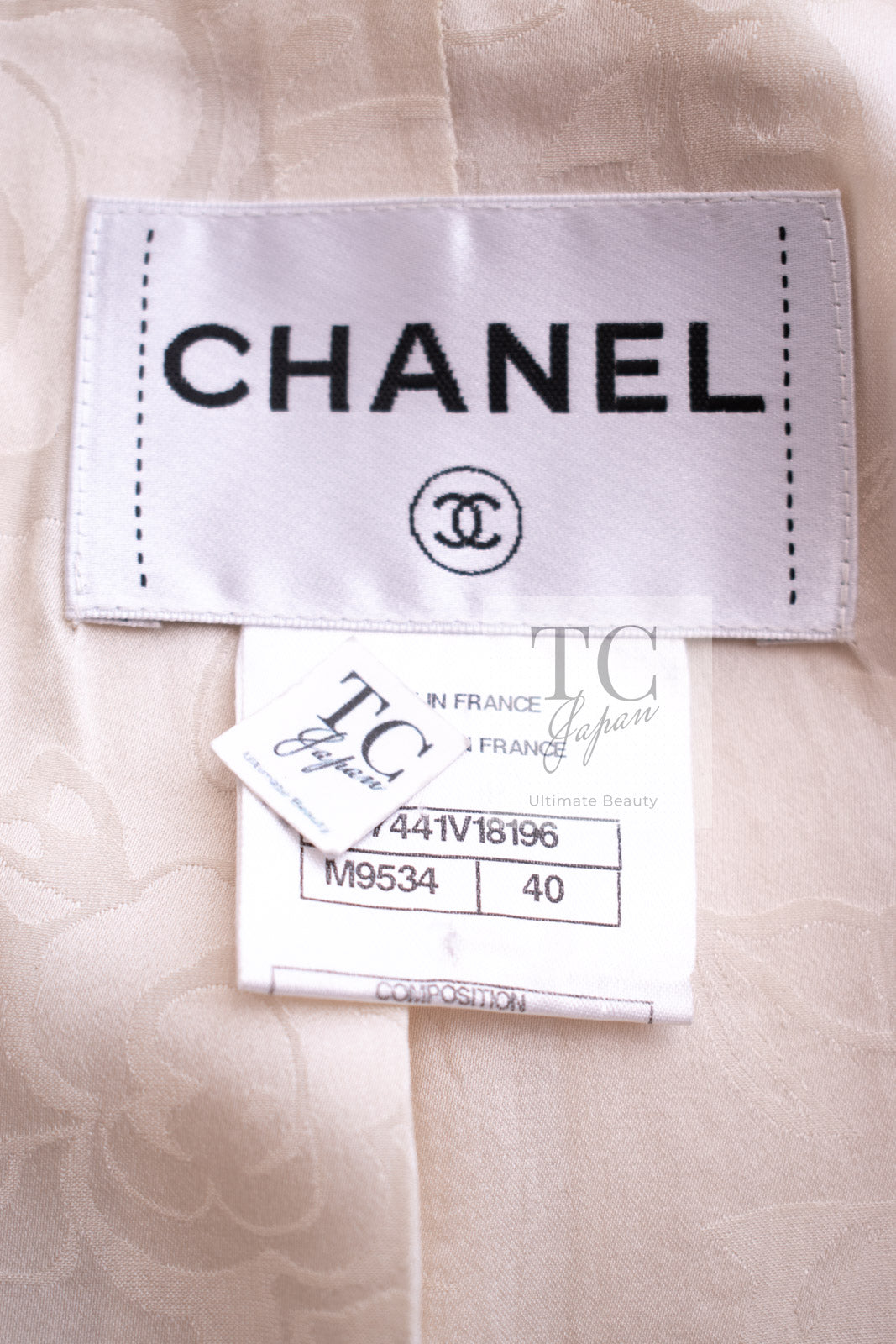 CHANEL 14C Ivory Black Trim Stand Collar Wool Jacket Coat 40 シャネル アイボリー ブラック トリム スタンド襟 ウール ジャケット コート 即発