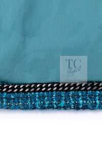 CHANEL 22PS Turquoise Blue Lion Button Tweed Jacket 36 38 シャネル ターコイズ ブルー ライオン ボタン ツイード ジャケット 即発