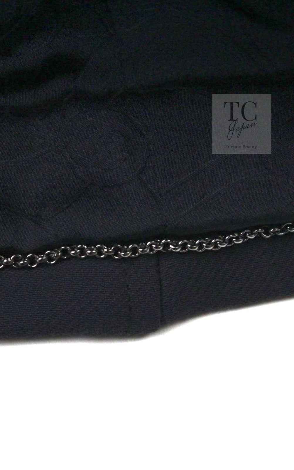 CHANEL 02A Dark Navy Rhinestones Wool Jacket 42 シャネル ダークネイビー ウール ヘップバーン風 ラインストーン 王冠ジャケット 即発