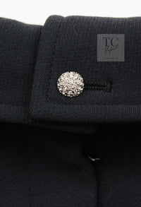 CHANEL 02A Dark Navy Rhinestones Wool Jacket 42 シャネル ダークネイビー ウール ヘップバーン風 ラインストーン 王冠ジャケット 即発