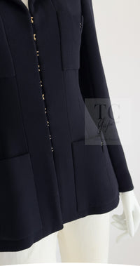 CHANEL 96A Vintage Dark Navy Wool Jacket CC Gold Button 36 38 シャネル ヴィンテージ ダークネイビー ウール ジャケット ゴールド ココボタン 即発