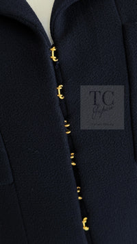 CHANEL 96A Vintage Dark Navy Wool Jacket CC Gold Button 36 38 シャネル ヴィンテージ ダークネイビー ウール ジャケット ゴールド ココボタン 即発