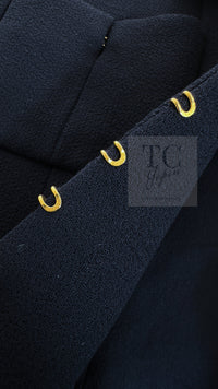CHANEL 96A Vintage Dark Navy Wool Jacket CC Gold Button 36 38 シャネル ヴィンテージ ダークネイビー ウール ジャケット ゴールド ココボタン 即発