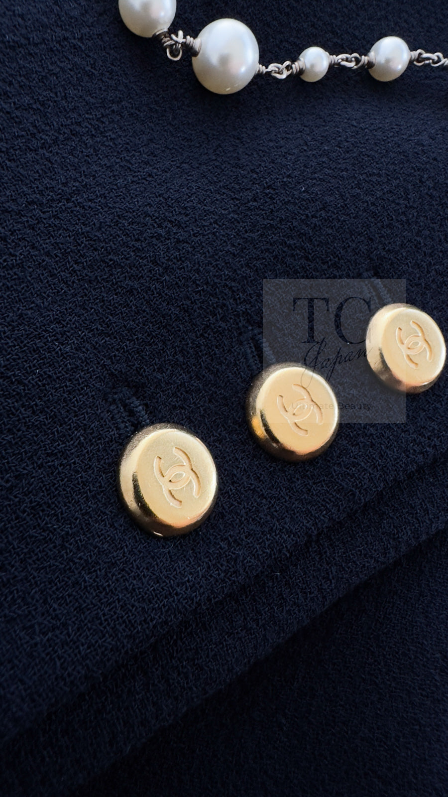 CHANEL 96A Vintage Dark Navy Wool Jacket CC Gold Button 36 38 シャネル ヴィンテージ ダークネイビー ウール ジャケット ゴールド ココボタン 即発