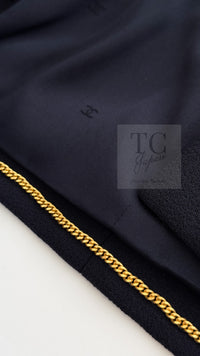 CHANEL 96A Vintage Dark Navy Wool Jacket CC Gold Button 36 38 シャネル ヴィンテージ ダークネイビー ウール ジャケット ゴールド ココボタン 即発