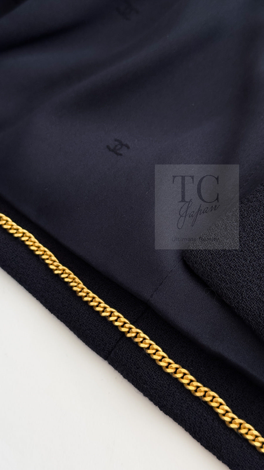 CHANEL 96A Vintage Dark Navy Wool Jacket CC Gold Button 36 38 シャネル ヴィンテージ ダークネイビー ウール ジャケット ゴールド ココボタン 即発