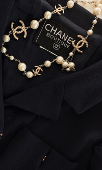 CHANEL 96A Vintage Dark Navy Wool Jacket CC Gold Button 36 38 シャネル ヴィンテージ ダークネイビー ウール ジャケット ゴールド ココボタン 即発