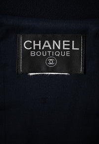 CHANEL 96A Vintage Dark Navy Wool Jacket CC Gold Button 36 38 シャネル ヴィンテージ ダークネイビー ウール ジャケット ゴールド ココボタン 即発