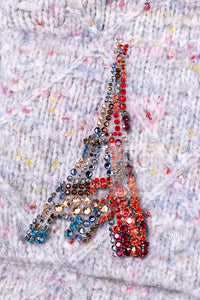 CHANEL 17PF Gray Multi Rhinestone Wool Alpaca Zip up Blouson Jumper Jacket 36 38 シャネル グレー マルチ ビジュー ラインストーン ウール アルパカ ジッパー ブルゾン ジャンパー ジャケット 即発