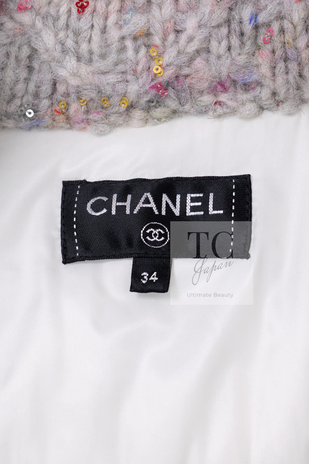 CHANEL 17PF Gray Multi Rhinestone Wool Alpaca Zip up Blouson Jumper Jacket 36 38 シャネル グレー マルチ ビジュー ラインストーン ウール アルパカ ジッパー ブルゾン ジャンパー ジャケット 即発