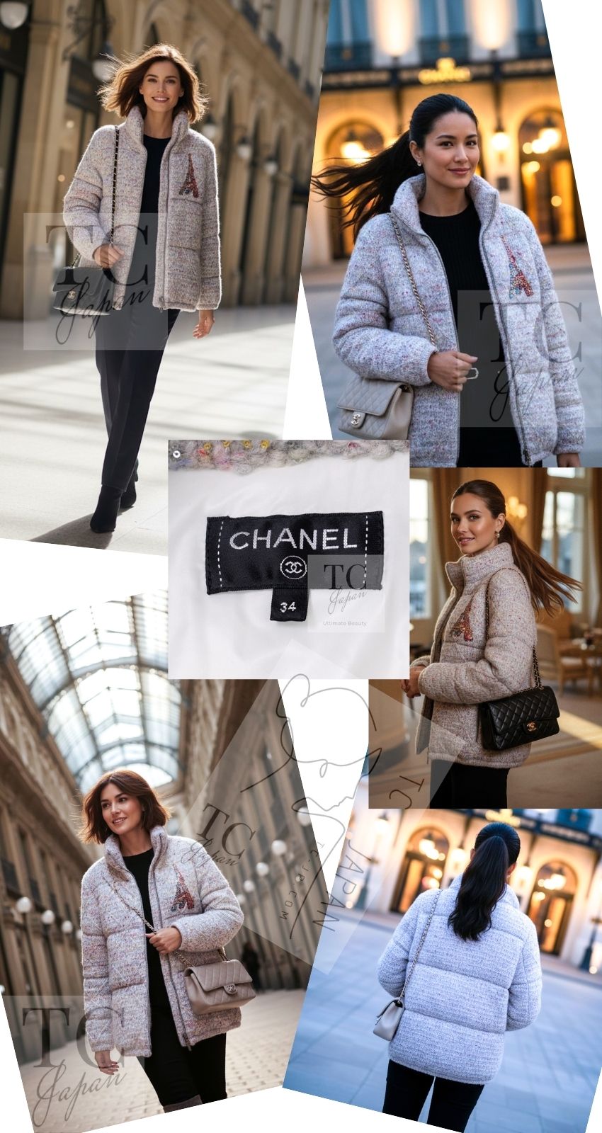 CHANEL 17PF Gray Multi Rhinestone Wool Alpaca Zip up Blouson Jumper Jacket 36 38 シャネル グレー マルチ ビジュー ラインストーン ウール アルパカ ジッパー ブルゾン ジャンパー ジャケット 即発