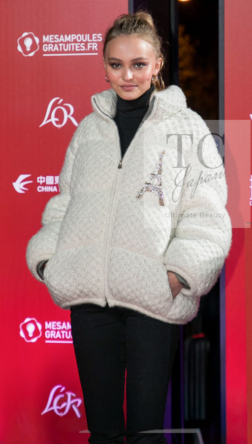 CHANEL 17PF grey wool zipper crystal women's jacket