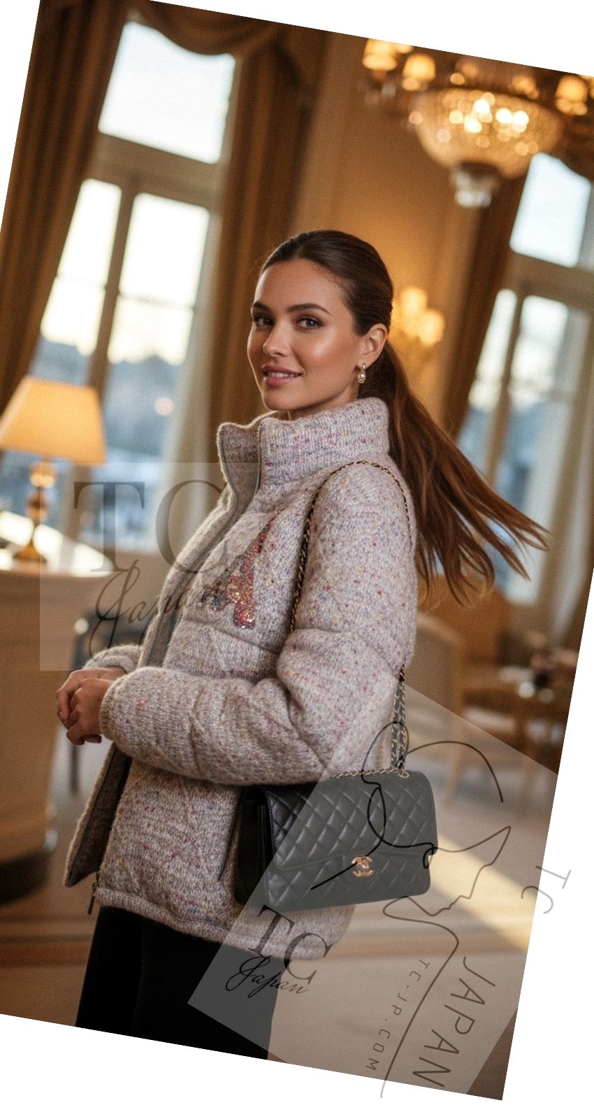 CHANEL 17PF Gray Multi Rhinestone Wool Alpaca Zip up Blouson Jumper Jacket 36 38 シャネル グレー マルチ ビジュー ラインストーン ウール アルパカ ジッパー ブルゾン ジャンパー ジャケット 即発