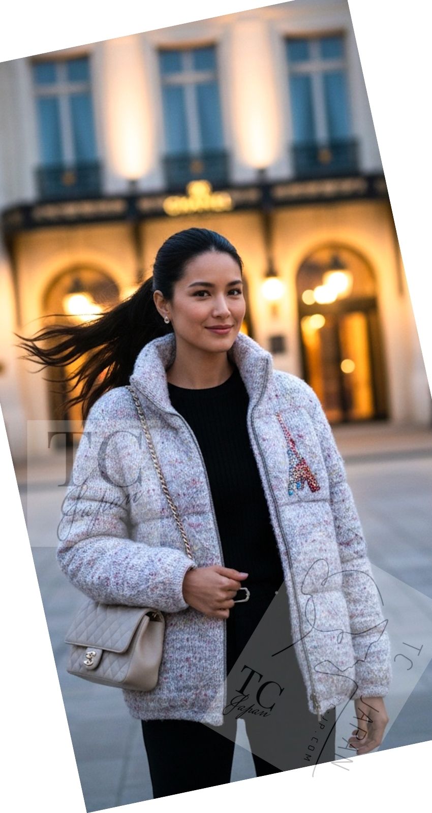 CHANEL 17PF Gray Multi Rhinestone Wool Alpaca Zip up Blouson Jumper Jacket 36 38 シャネル グレー マルチ ビジュー ラインストーン ウール アルパカ ジッパー ブルゾン ジャンパー ジャケット 即発