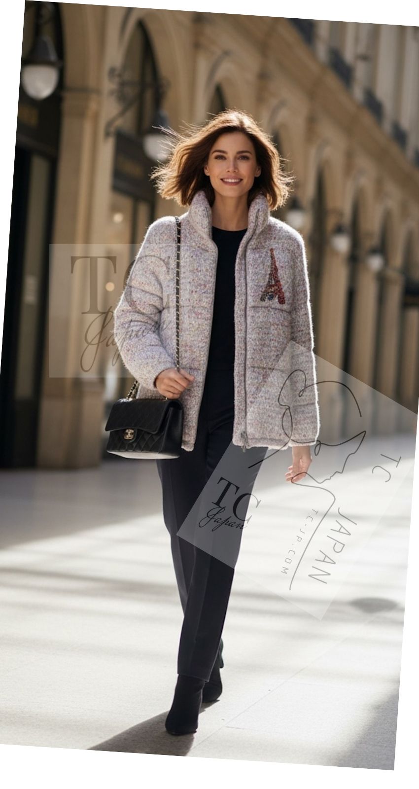 CHANEL 17PF Gray Multi Rhinestone Wool Alpaca Zip up Blouson Jumper Jacket 36 38 シャネル グレー マルチ ビジュー ラインストーン ウール アルパカ ジッパー ブルゾン ジャンパー ジャケット 即発