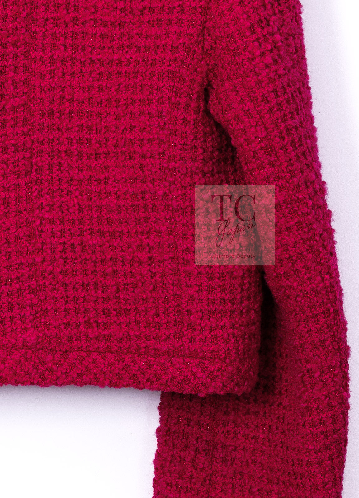 CHANEL 21A Pink Red Coco Buttons Cropped Wool Tweed Jacket 36 38 シャネル ピンク レッド ココボタン クロップド ウール ツイード ジャケット 即発