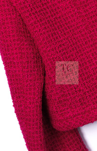 CHANEL 21A Pink Red Coco Buttons Cropped Wool Tweed Jacket 36 38 シャネル ピンク レッド ココボタン クロップド ウール ツイード ジャケット 即発