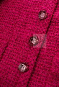 CHANEL 21A Pink Red Coco Buttons Cropped Wool Tweed Jacket 36 38 シャネル ピンク レッド ココボタン クロップド ウール ツイード ジャケット 即発