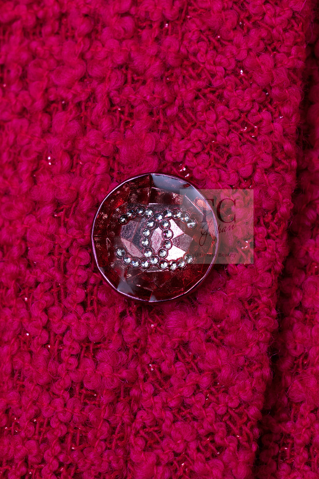 CHANEL 21A Pink Red Coco Buttons Cropped Wool Tweed Jacket 36 38 シャネル ピンク レッド ココボタン クロップド ウール ツイード ジャケット 即発