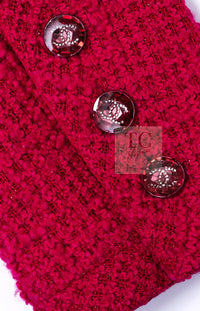 CHANEL 21A Pink Red Coco Buttons Cropped Wool Tweed Jacket 36 38 シャネル ピンク レッド ココボタン クロップド ウール ツイード ジャケット 即発