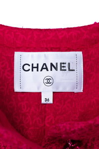 CHANEL 21A Pink Red Coco Buttons Cropped Wool Tweed Jacket 36 38 シャネル ピンク レッド ココボタン クロップド ウール ツイード ジャケット 即発 - TC JAPAN