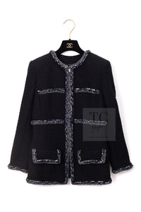 CHANEL 17PF Black Braid Trim Zipper Wool Tweed Jacket 36 38 シャネル ブラック ブレイド トリム ブレイド トリム ジッパー ウール ジャケット 即発