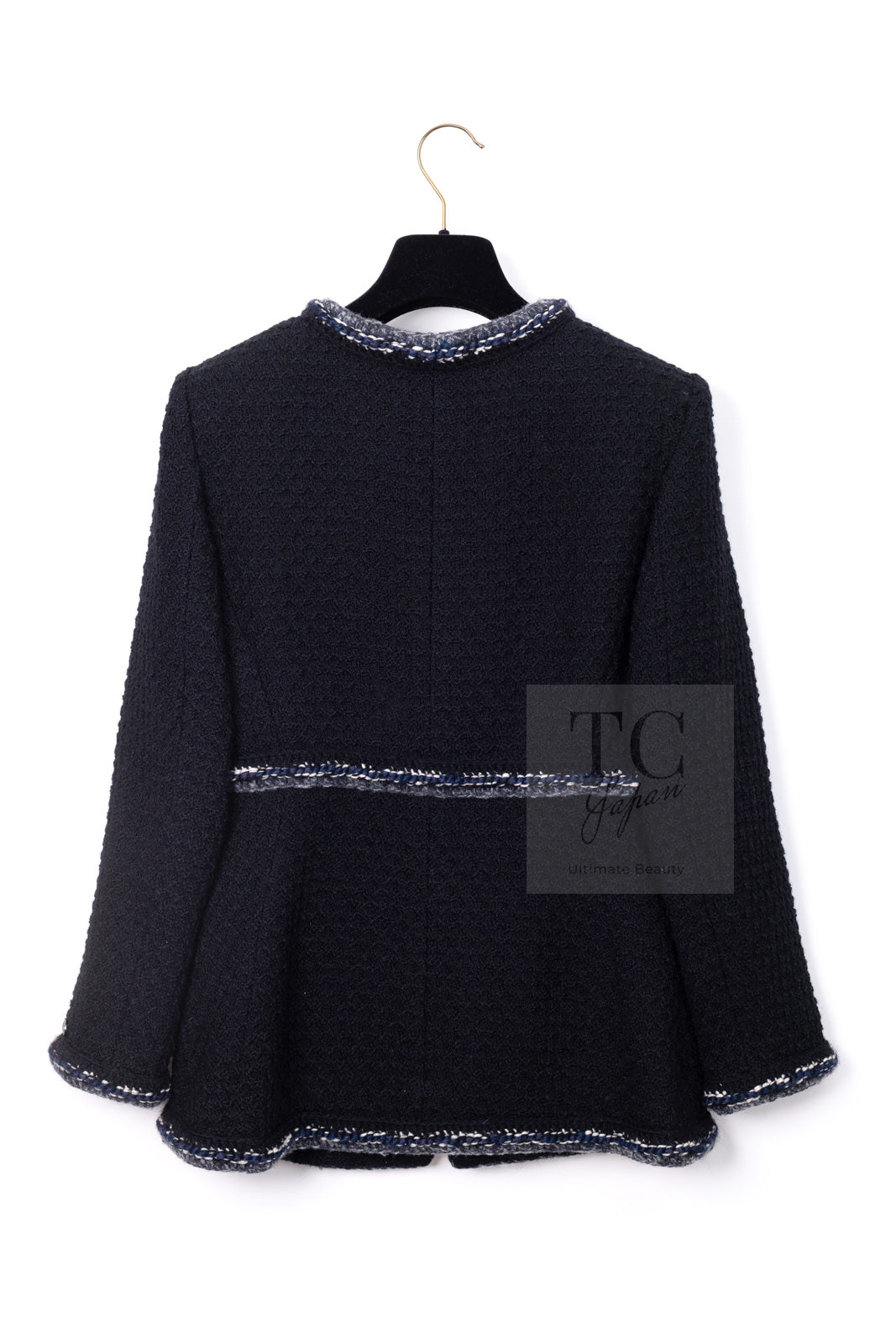 CHANEL 17PF Black Braid Trim Zipper Wool Tweed Jacket 36 38 シャネル ブラック ブレイド トリム ブレイド トリム ジッパー ウール ジャケット 即発