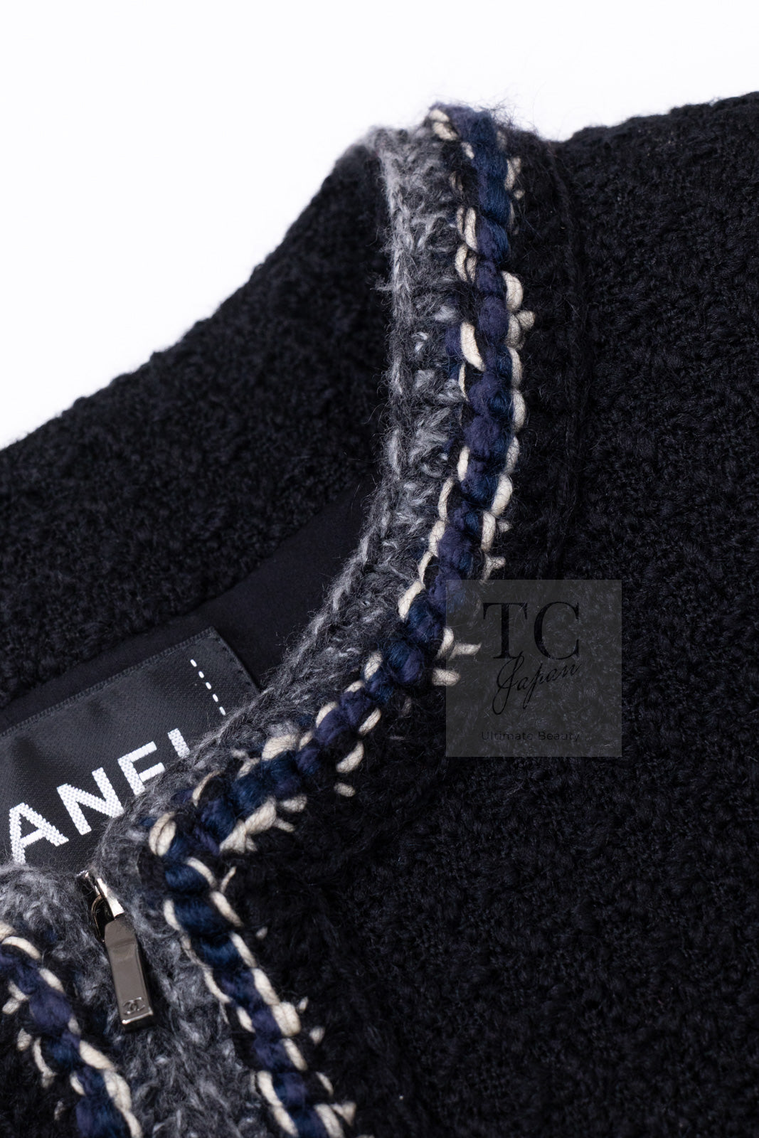 CHANEL 17PF Black Braid Trim Zipper Wool Tweed Jacket 36 38 シャネル ブラック ブレイド トリム ブレイド トリム ジッパー ウール ジャケット 即発