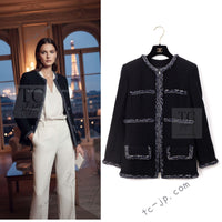 CHANEL 17PF Black Braid Trim Zipper Wool Tweed Jacket 36 38 シャネル ブラック ブレイド トリム ブレイド トリム ジッパー ウール ジャケット 即発