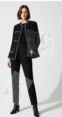CHANEL 17PF Black Braid Trim Zipper Wool Tweed Jacket 36 38 シャネル ブラック ブレイド トリム ブレイド トリム ジッパー ウール ジャケット 即発
