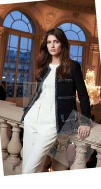 CHANEL 17PF Black Braid Trim Zipper Wool Tweed Jacket 36 38 シャネル ブラック ブレイド トリム ブレイド トリム ジッパー ウール ジャケット 即発