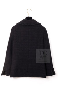CHANEL 13B Black Peter Pan Collar CC Button Wool Tweed Jacket 42 シャネル ブラック ピーターパン襟 ココマーク ボタン ウール ツイード ジャケット 即発