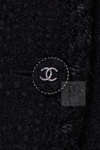 CHANEL 13B Black Peter Pan Collar CC Button Wool Tweed Jacket 42 シャネル ブラック ピーターパン襟 ココマーク ボタン ウール ツイード ジャケット 即発