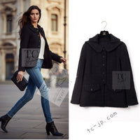 CHANEL 13B Black Peter Pan Collar CC Button Wool Tweed Jacket 42 シャネル ブラック ピーターパン襟 ココマーク ボタン ウール ツイード ジャケット 即発