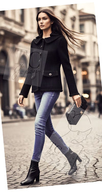 CHANEL 13B Black Peter Pan Collar CC Button Wool Tweed Jacket 42 シャネル ブラック ピーターパン襟 ココマーク ボタン ウール ツイード ジャケット 即発