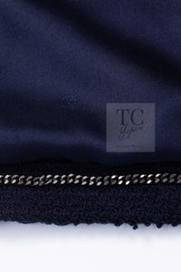 CHANEL 97A Vintage Navy Red Brown Pom Pom Embellishments Trim Wool Tweed Jacket 42 シャネル ヴィンテージ ネイビー レッド ブラウン ポンポン トリム ウール ツイード ジャケット 即発