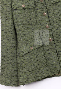 CHANEL 08C Green Cotton Silk Linen Tweed Jacket 38 シャネル グリーン コットン シルク リネン 麻 ツイード ジャケット 即発