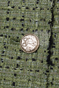 CHANEL 08C Green Cotton Silk Linen Tweed Jacket 38 シャネル グリーン コットン シルク リネン 麻 ツイード ジャケット 即発