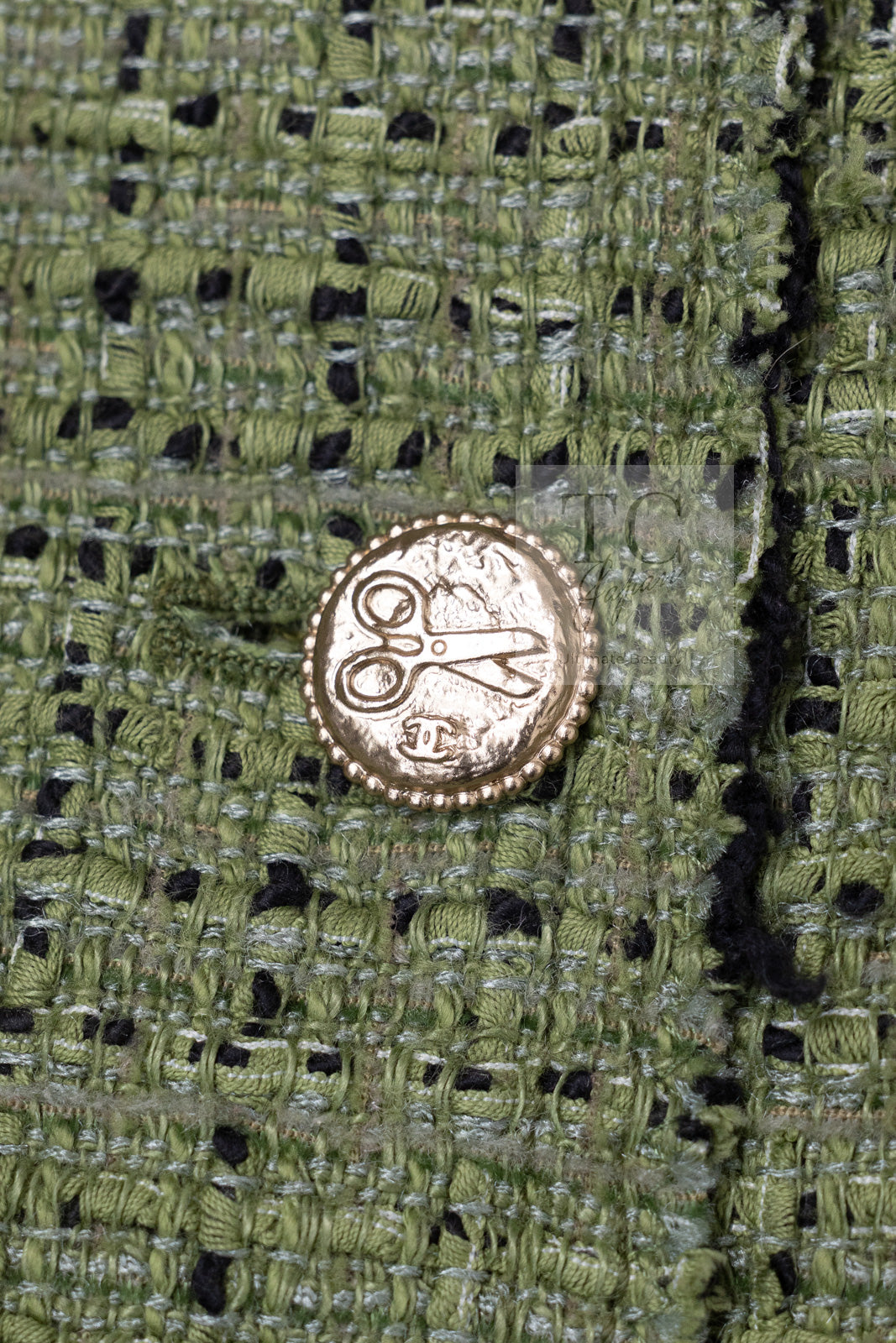 CHANEL 08C Green Cotton Silk Linen Tweed Jacket 38 シャネル グリーン コットン シルク リネン 麻 ツイード ジャケット 即発