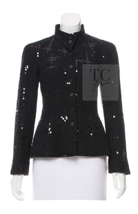 CHANEL 02A Black Lesage Sequin Cotton Wool Jacket 36 シャネル ブラック ルサージュ スパンコール コットン ウール ジャケット 即発